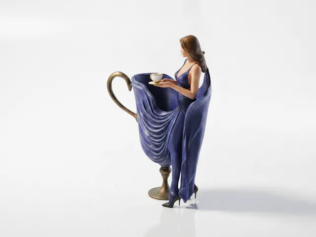 Teacup Lady Figurine Female Art 3D Printable