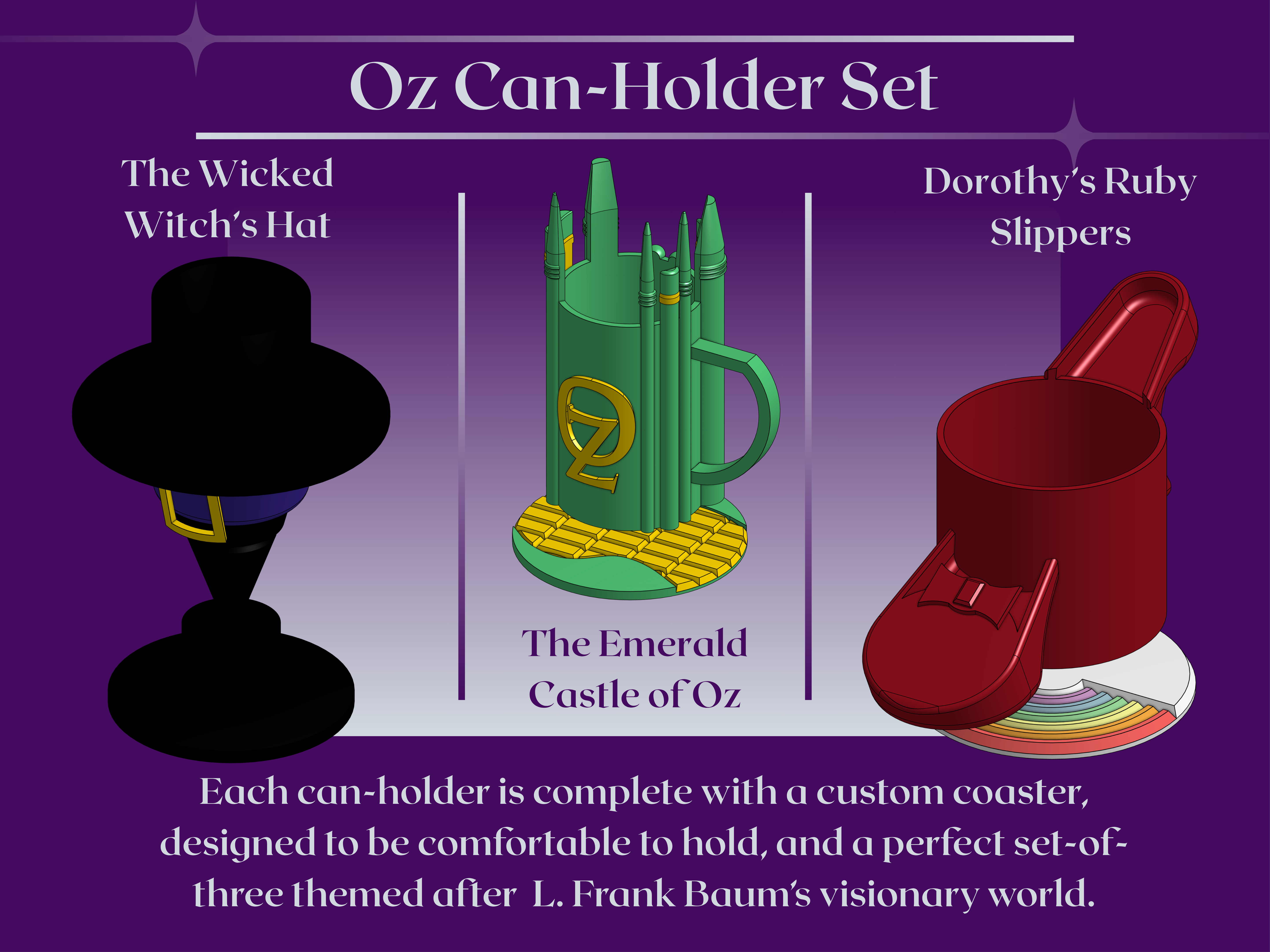 Wizard of Oz Can Holder Set (With Coasters)