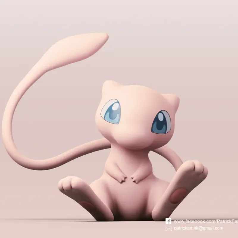 Mew Pokemon holding a heart 3D model 3D printable