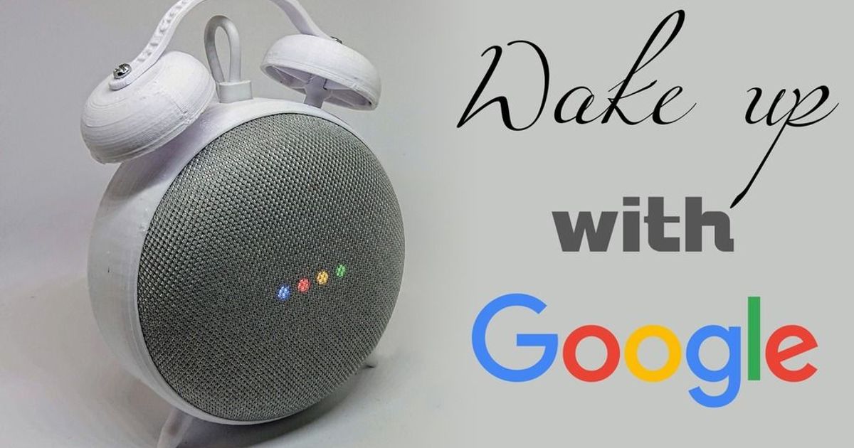 Retro Alarm Clock Stand for the Google Home Mini (snap together) by