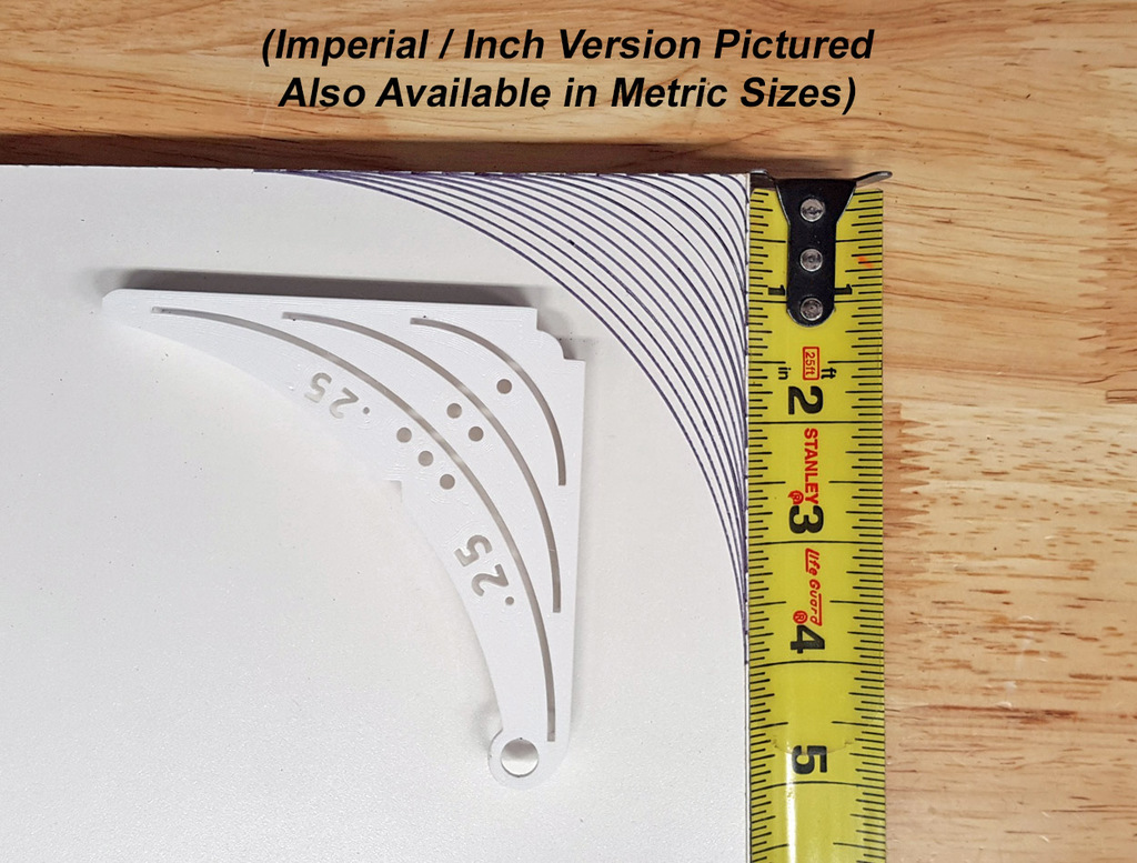 Thackery Rounded Corner Template - INCHES + METRIC- complete set deals of 8 templates - 32 sizes