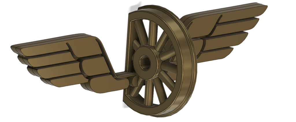 Vliegend wiel spoorweg ornament / Flying railway wheel ornament