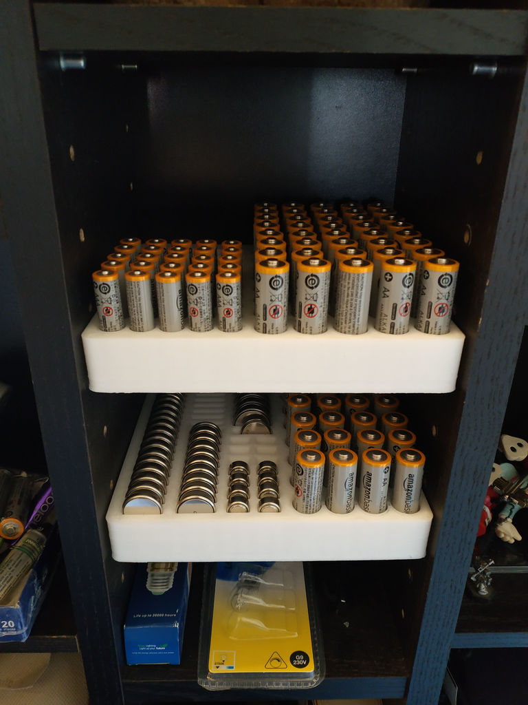 Battery organizer shelf for Ikea Gnedby