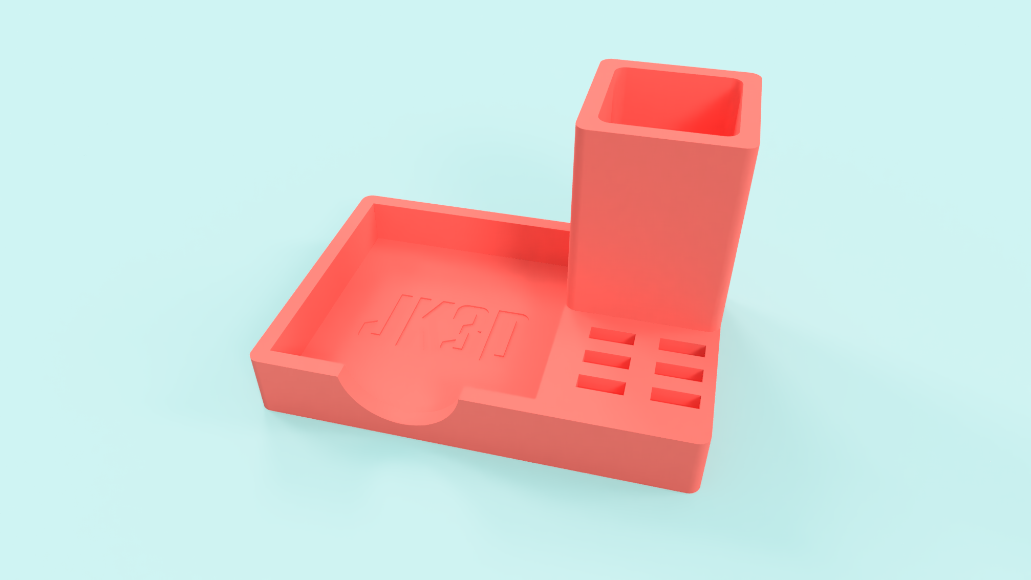 Small Desk Organiser Sticky Notes Pens Usb By JK3D NZ small-desk-organiser-sticky-notes-pens-usb-by-jk3d-nz