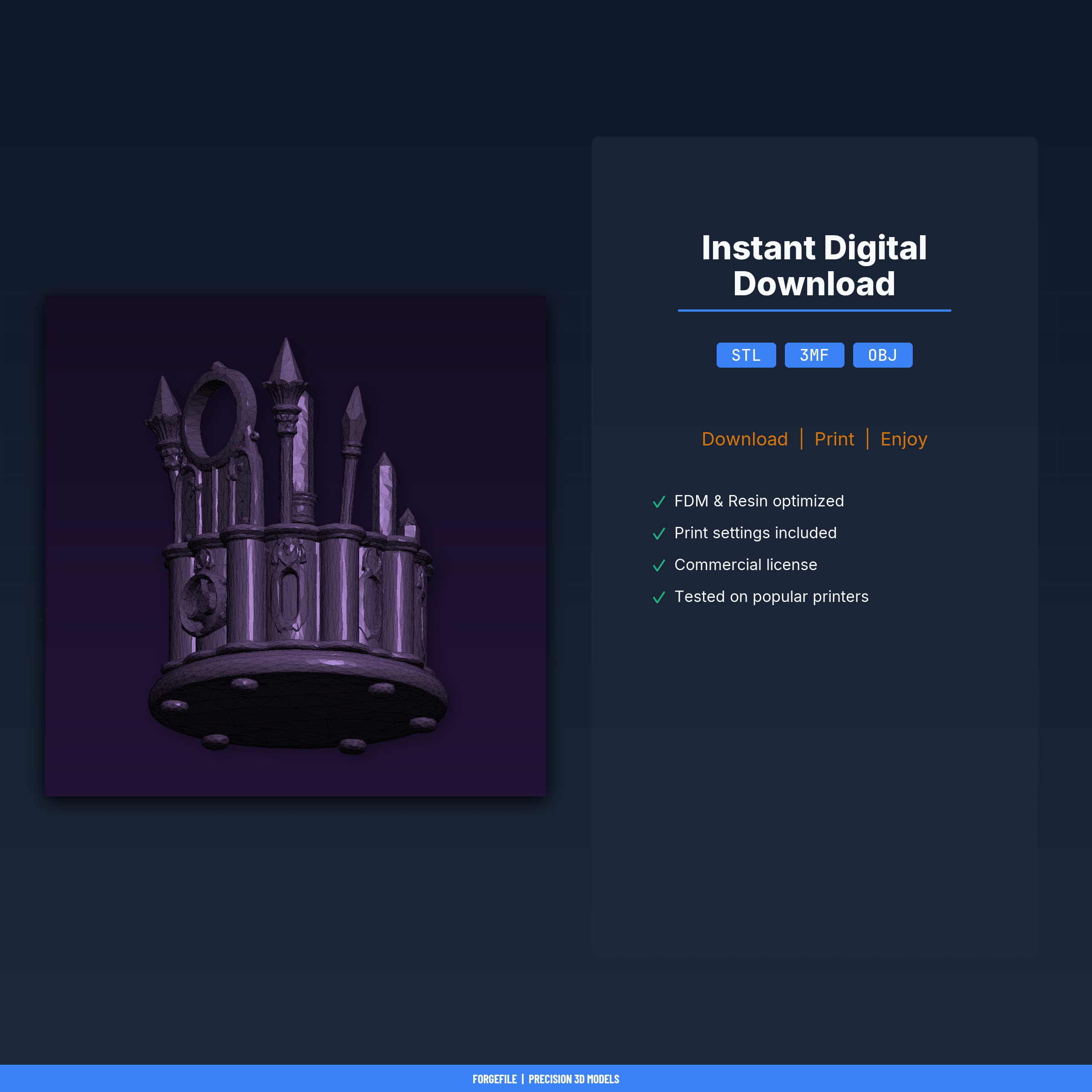 Holder For Crystal Points And Towers, Multiple Slots, Moon Phase - 3D Printable STL File — miniatura 2