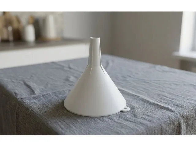 Customisable funnel with optional vent fins, handle and upper rim
