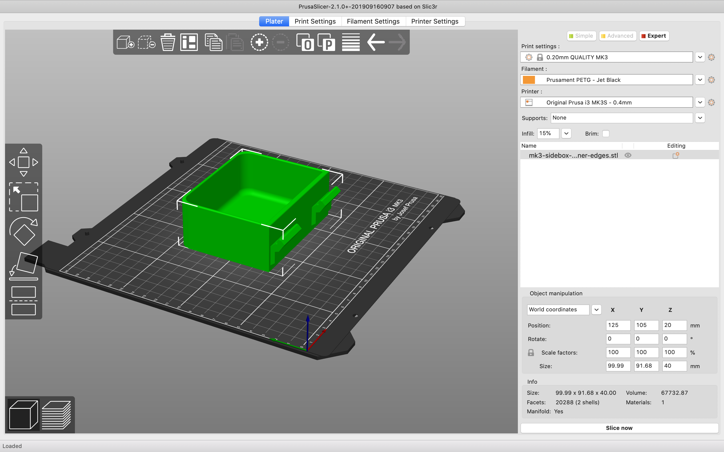 Prusa MK3 - Smaller SideBoxes for some Tools - fits under bed in the back