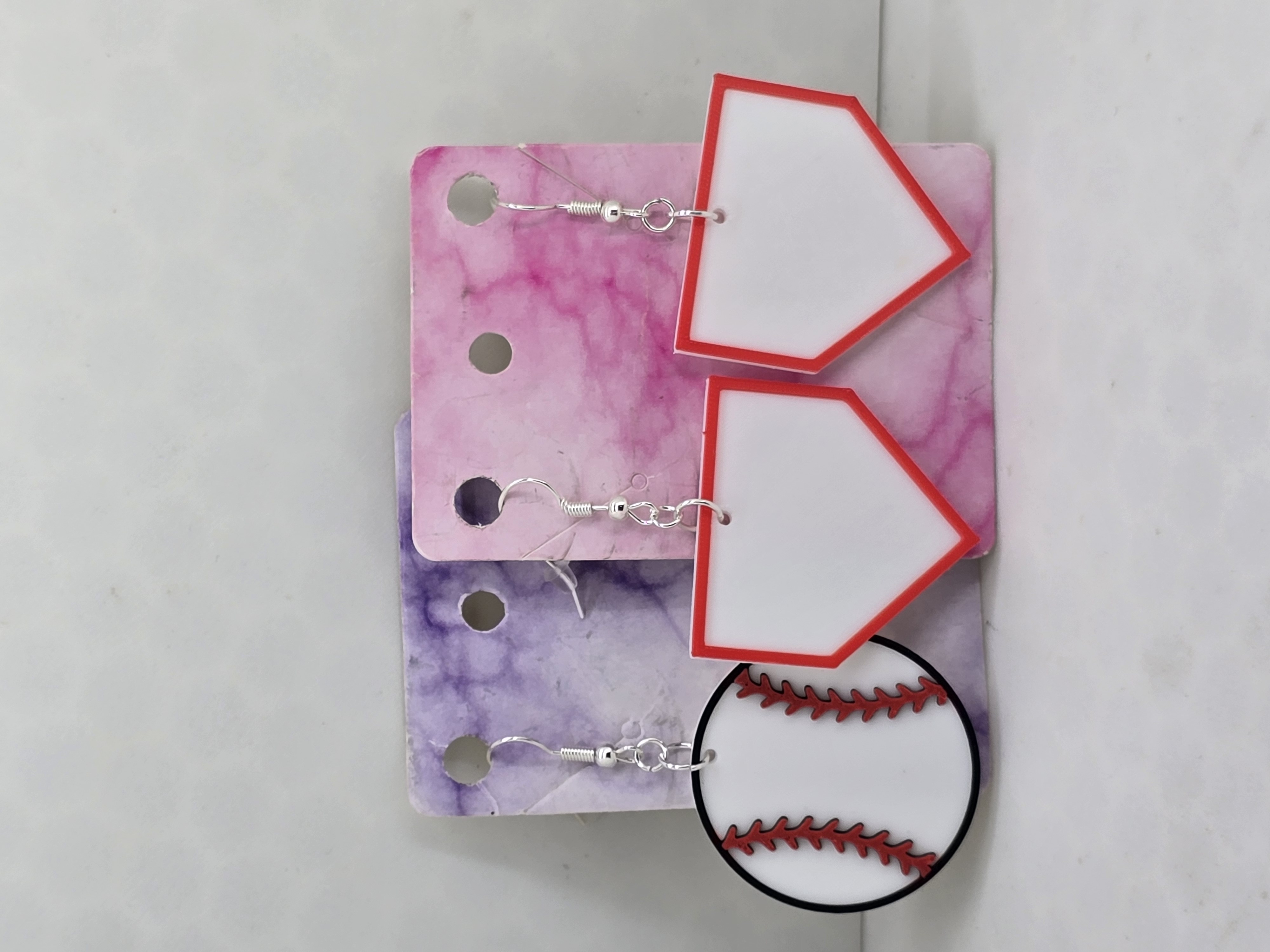 Home Plate and Baseball Earrings