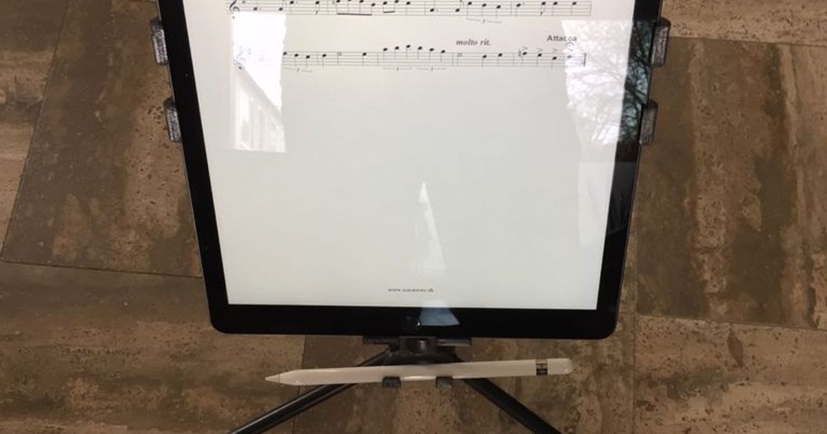 iPad Pro 12.9" Mic Stand Holder by Lyricon Download free STL model