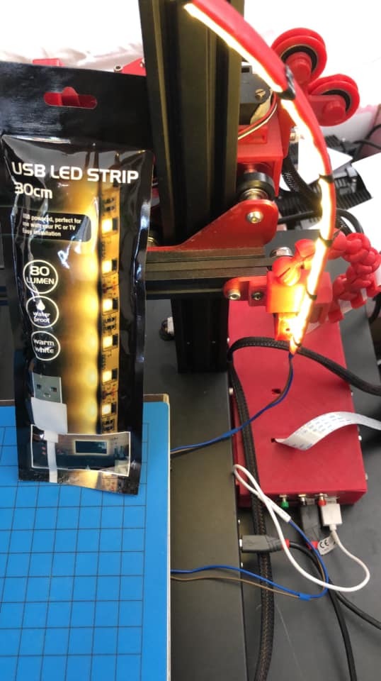 CR-10 pi camera bracket for flexible mount incl. LED stripe support