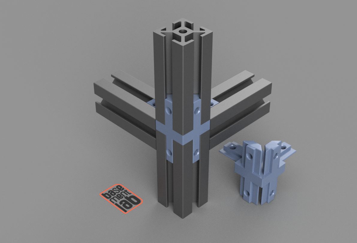 2020 Connector 4-Way Corner Bracket _Profile 2020 Experimental REV1