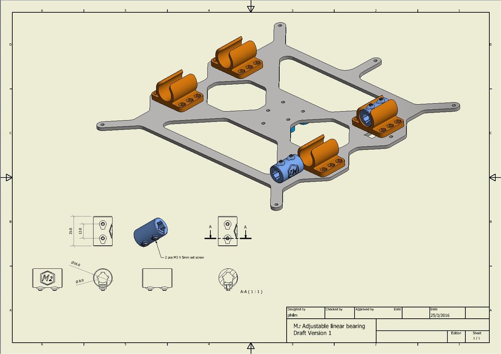Adjustable 8mm linear bearing by Phil M Download free STL model