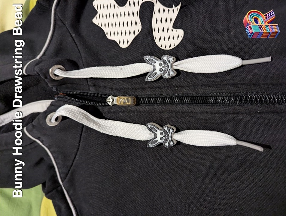 Skull Bunny Drawstring Hoodie Bead
