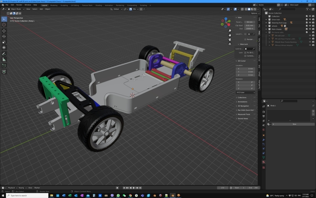 110 adapatble RC chassis Blender file by Phil M Download free STL