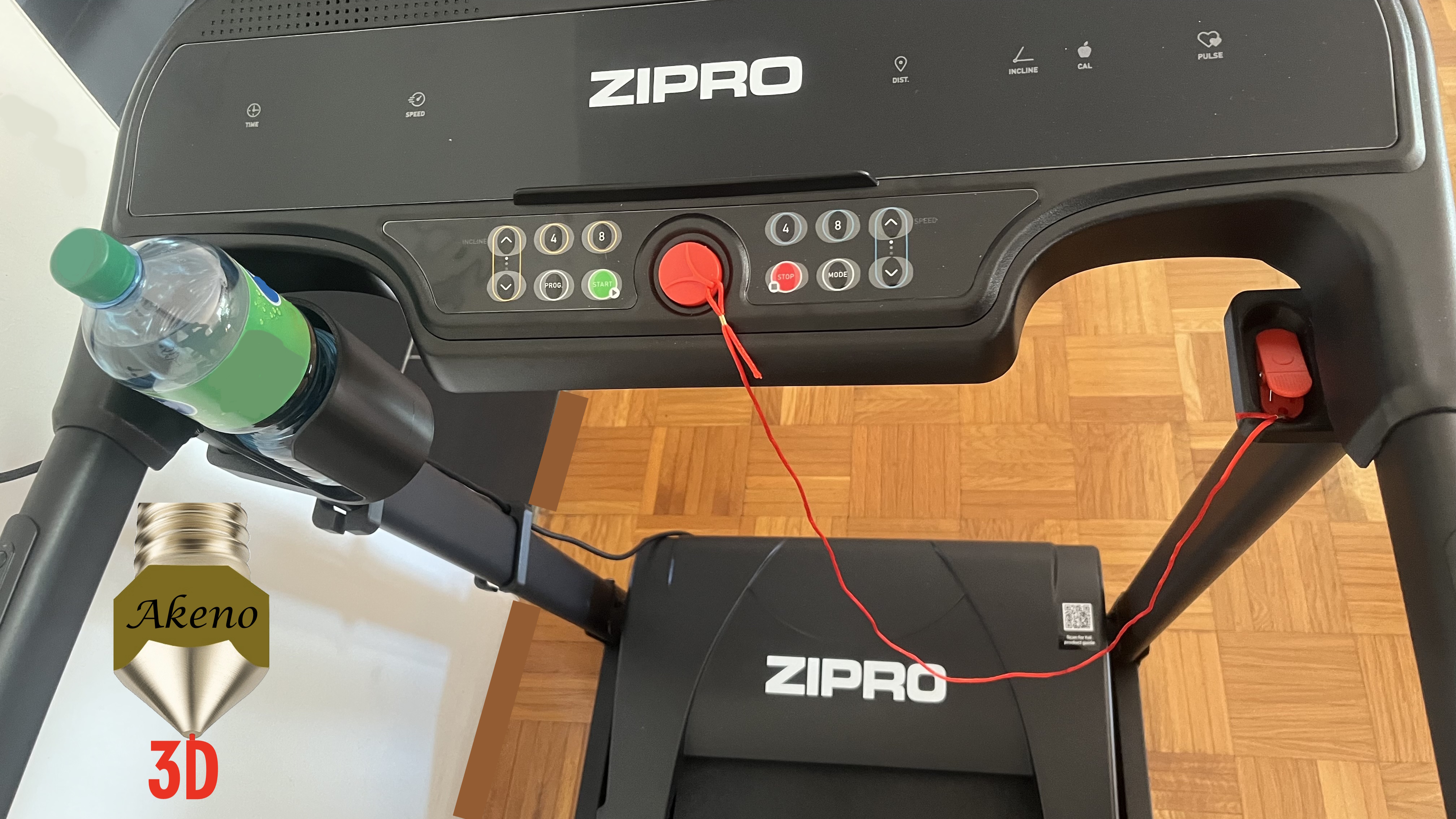 Treadmill Upgrade Kit for the Zipro Pulse – Safety Key Holder, Cable Management & Bottle Holder