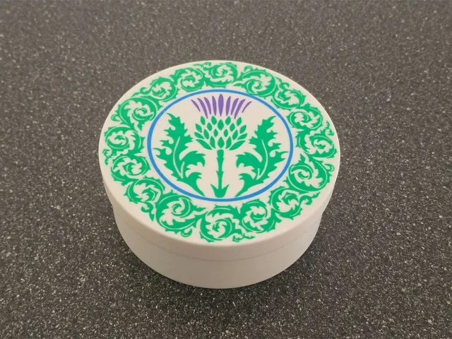 Customisable round container, biscuit tin, cookie jar with text and image