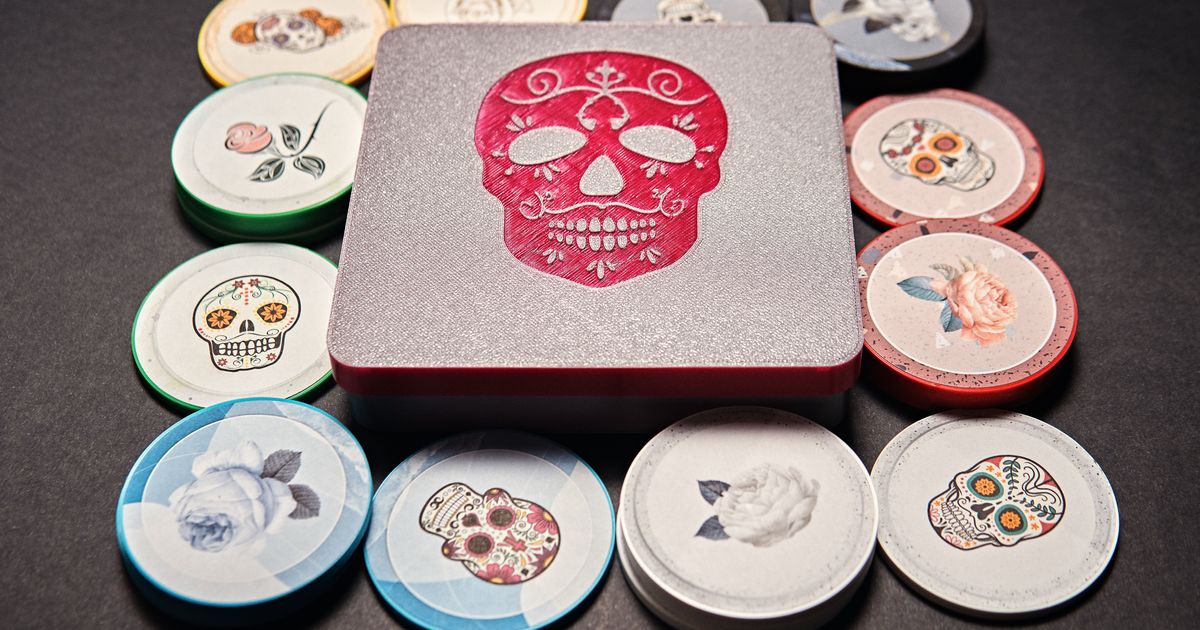 Skull game tokens and box by YelloY Download free STL model