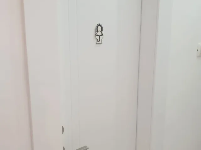 Toilet door sign -cat drinking toilet water
