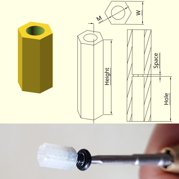 customizable hex nut M3 standoff by GregorP Download free STL model