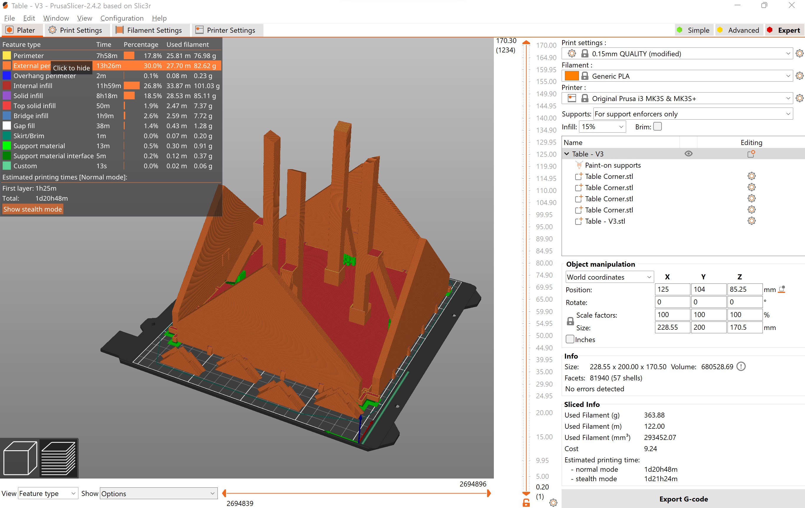 Print-in-place foldout table