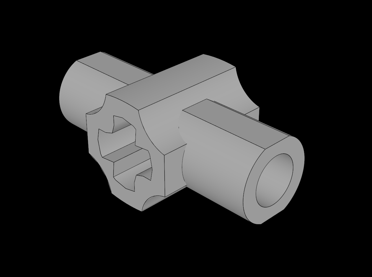 Lego Compatible (24122.dat) Technic Axle Hole with  2 Perpendicular Bar Tubes