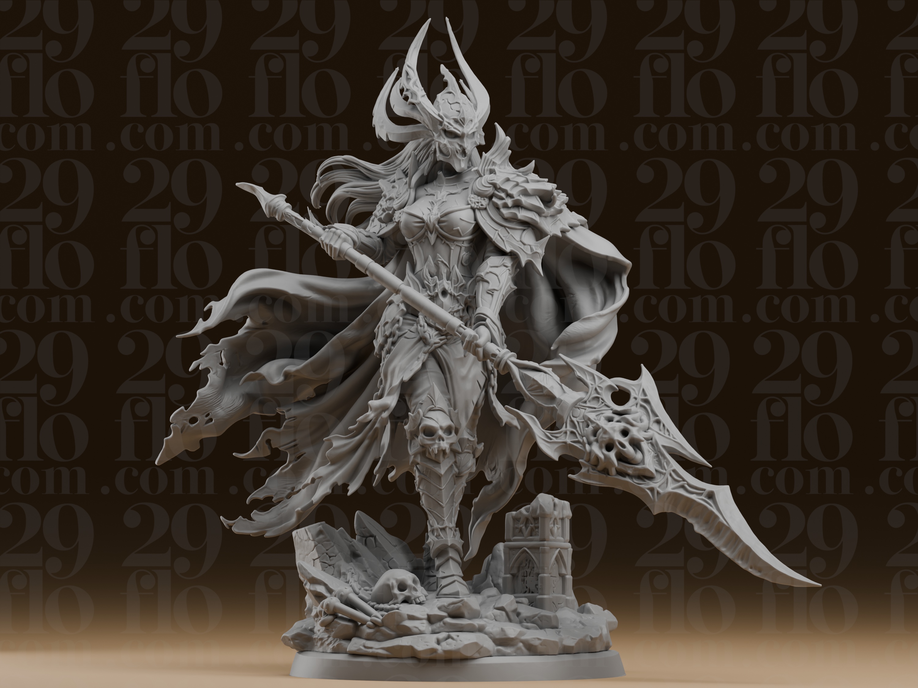 #284 Undead Queen Warrior Resin Statue with Doom Spear