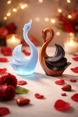 Glowing Love - Stylized Swan Couple