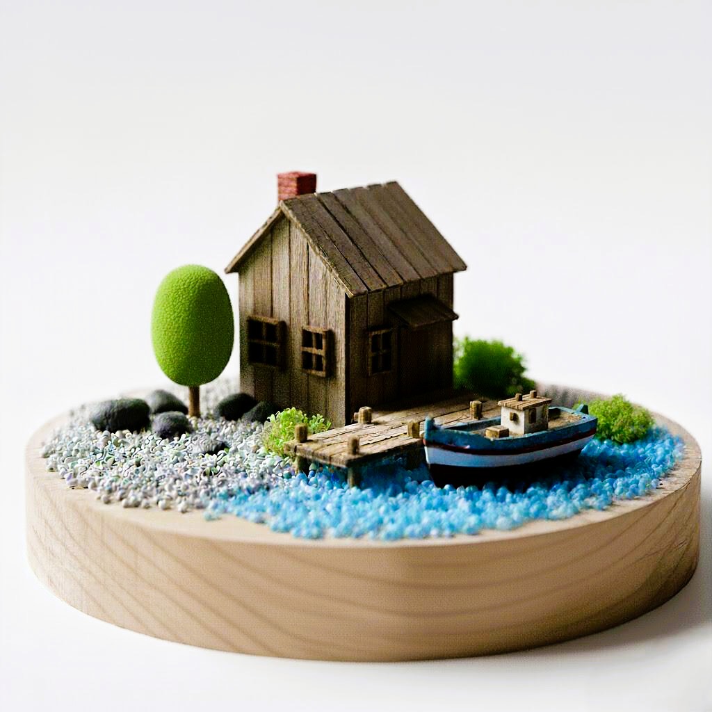 Miniature Diorama House on the Lake