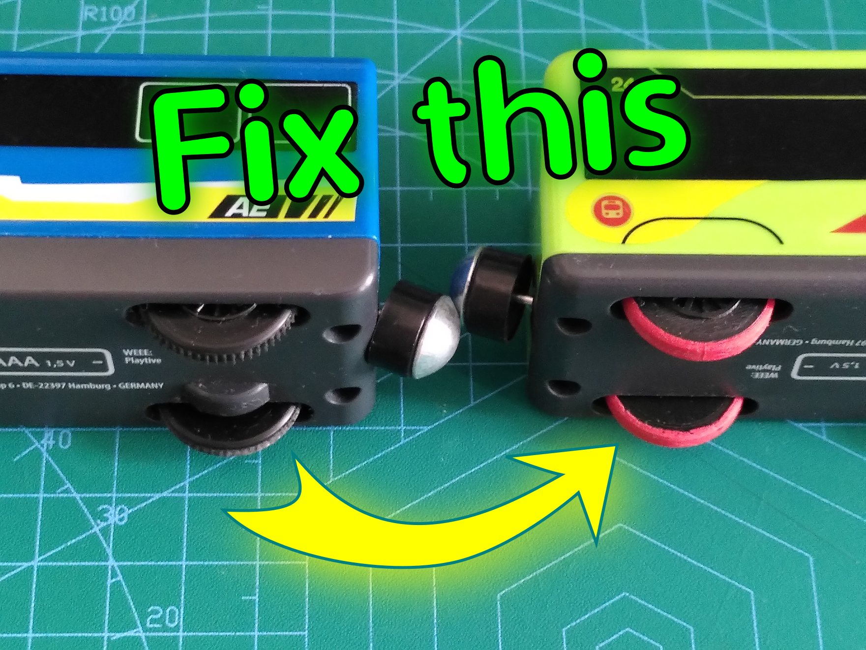 DIY wheels for Playtive electric trains