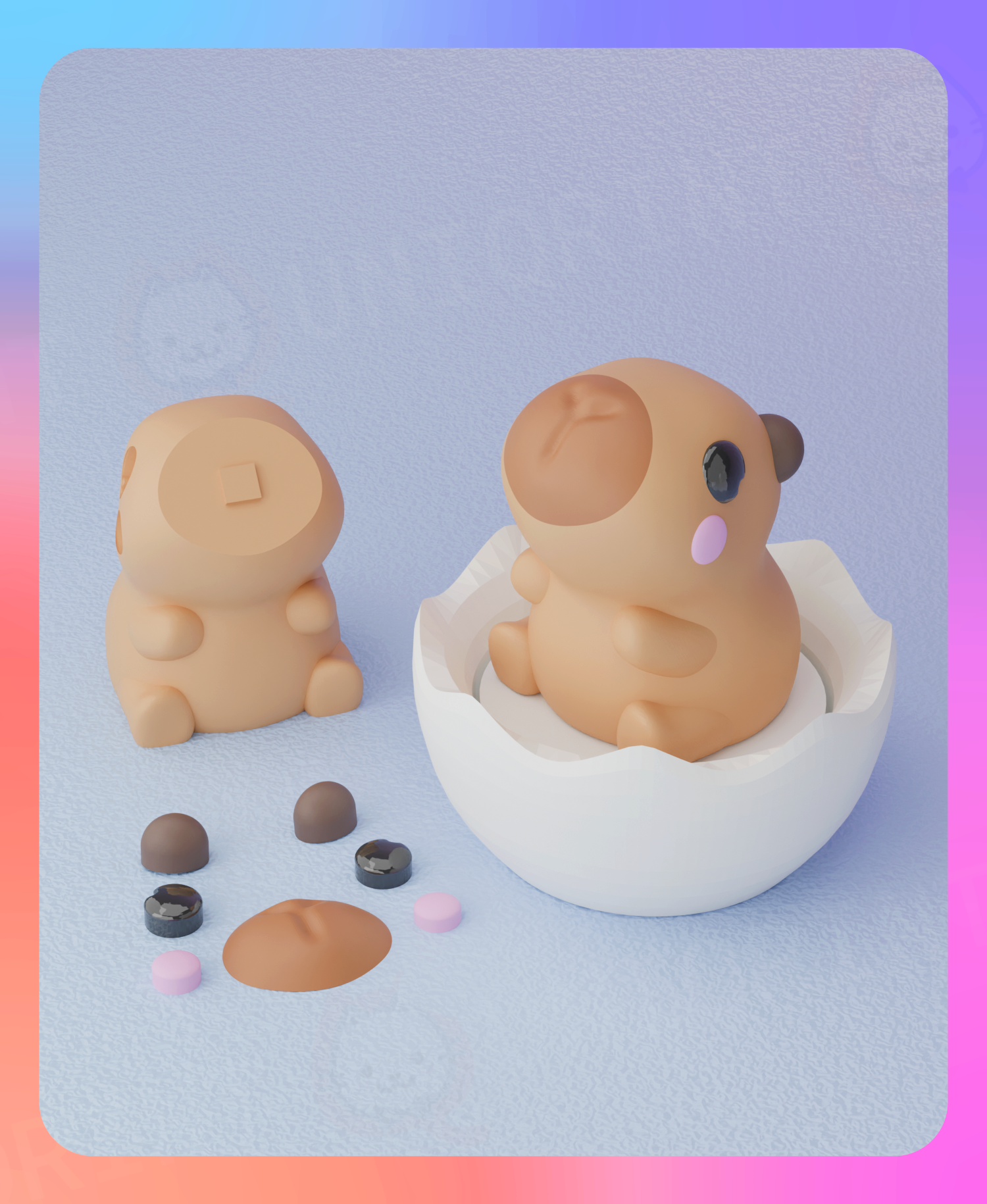 Capybara Clicker & Keychain (Separated Parts)