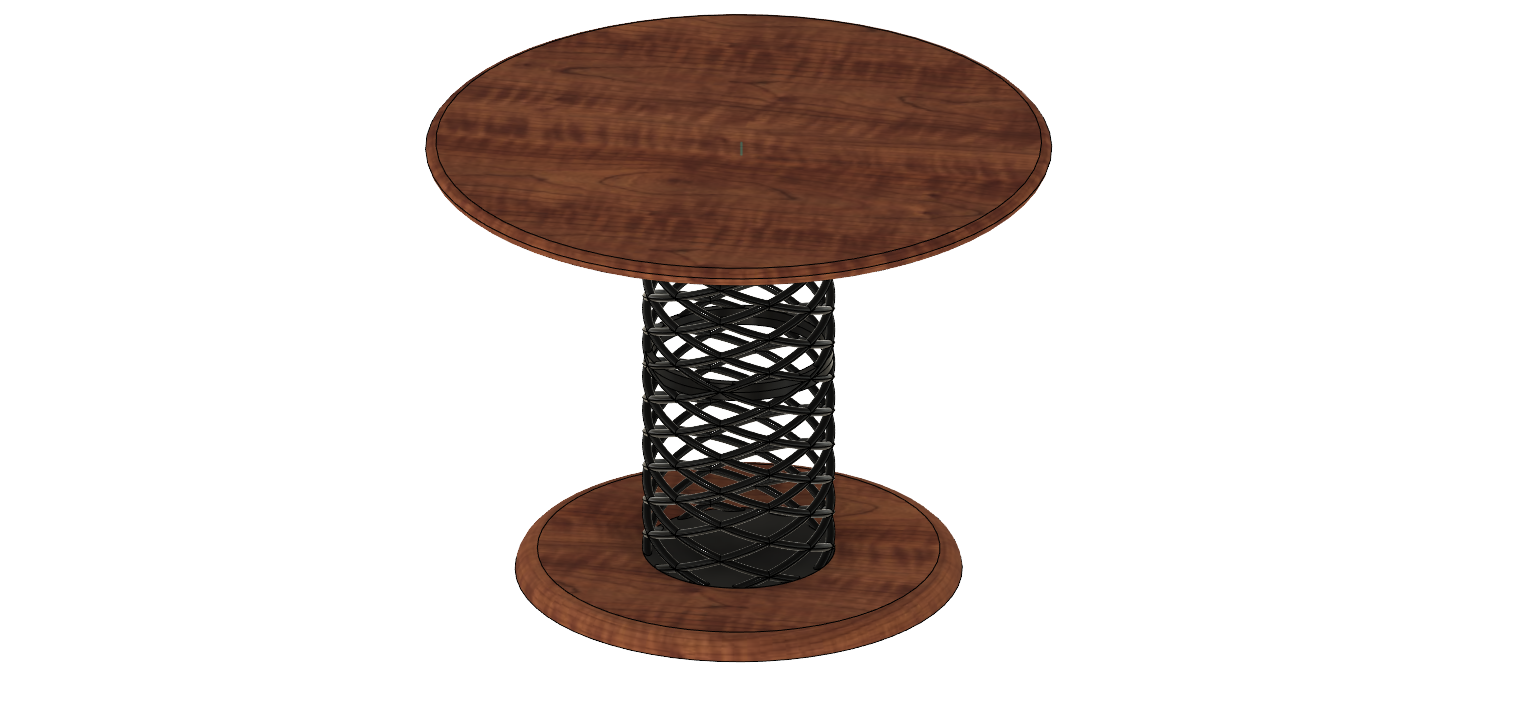 Spiral end table with wood top and foot