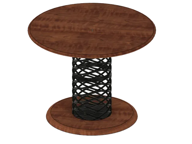 Spiral end table with wood top and foot