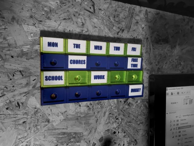 Modular hangigng table (timetable,organizer, slots and plates)