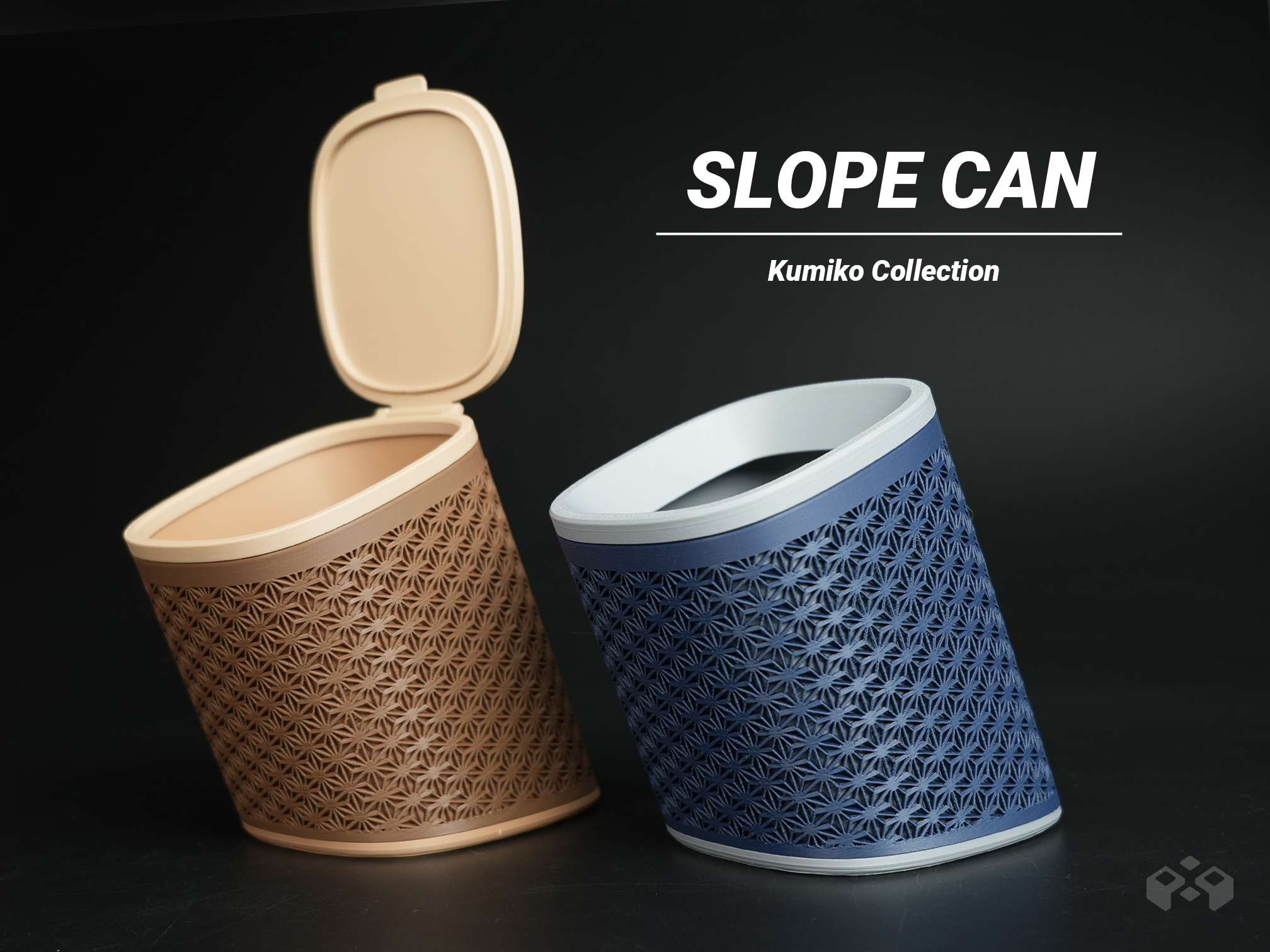 Mini Desktop Bin / 2 Lid Design / Kumiko
