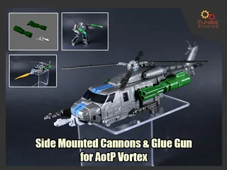 Side Mounted Cannons & Glue Gun for Transformers AotP Vortex