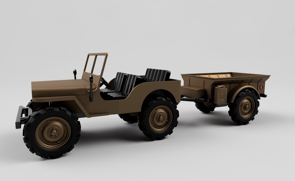 Miniatura 7 do modelo 3D WILLYS JEEP Trailer
