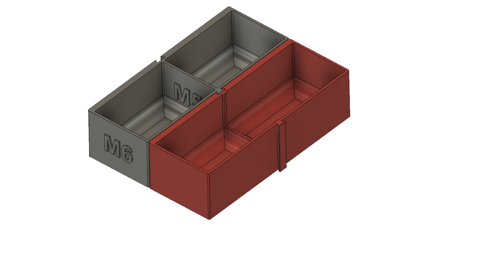 Bolt nut storage container (dove tailed)
