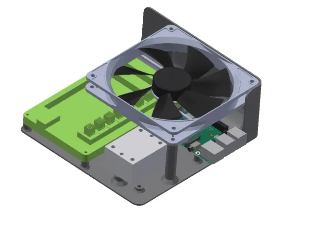 Controller base with cooling for BTT Octopus + Pi + SSR - 140mm fan
