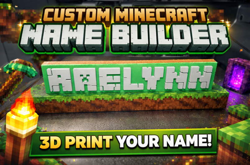 Custom Minecraft Name Builder with Torch or Portal