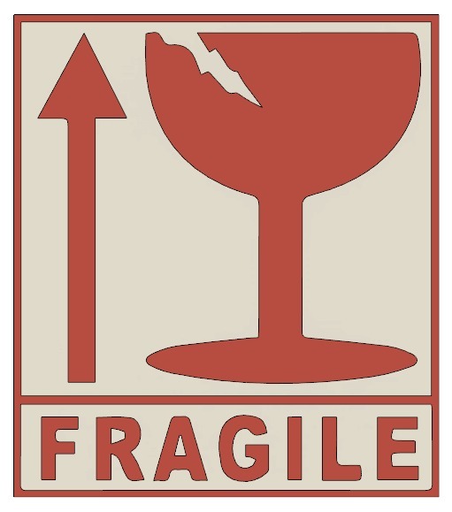 Dual-color "Fragile this side up" shipping sign