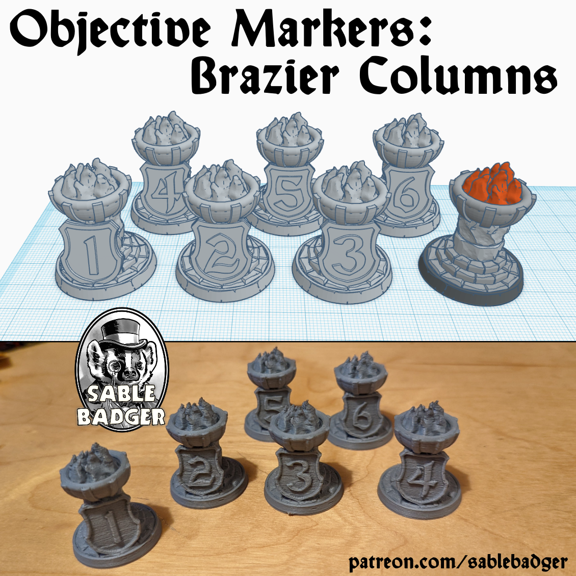 Board Game Pieces by sablebadger, Download free STL model