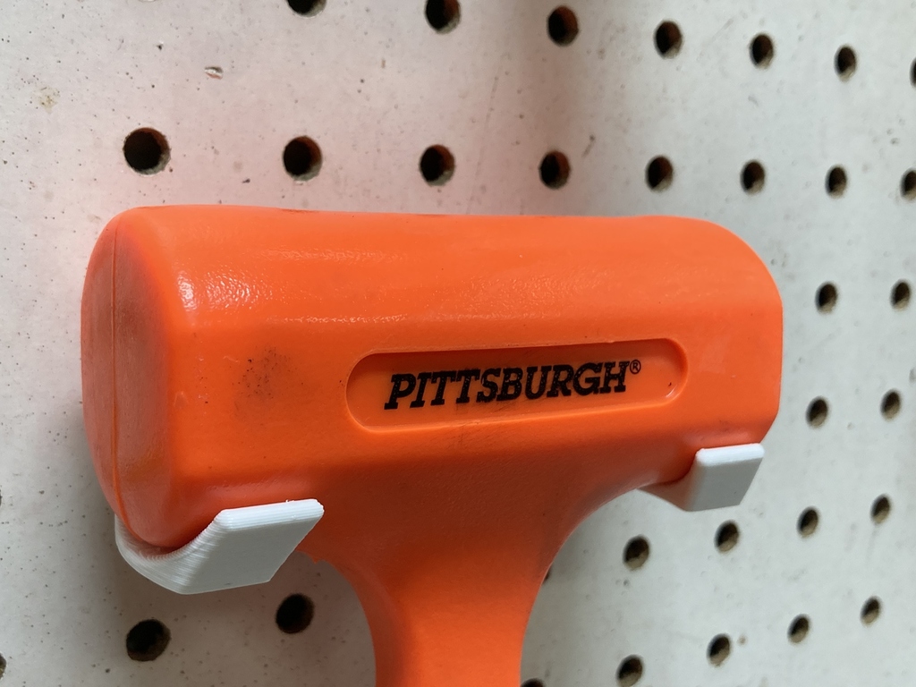 Pegboard holder for Harbor Freight Pittsburgh 1lb dead blow hammer by