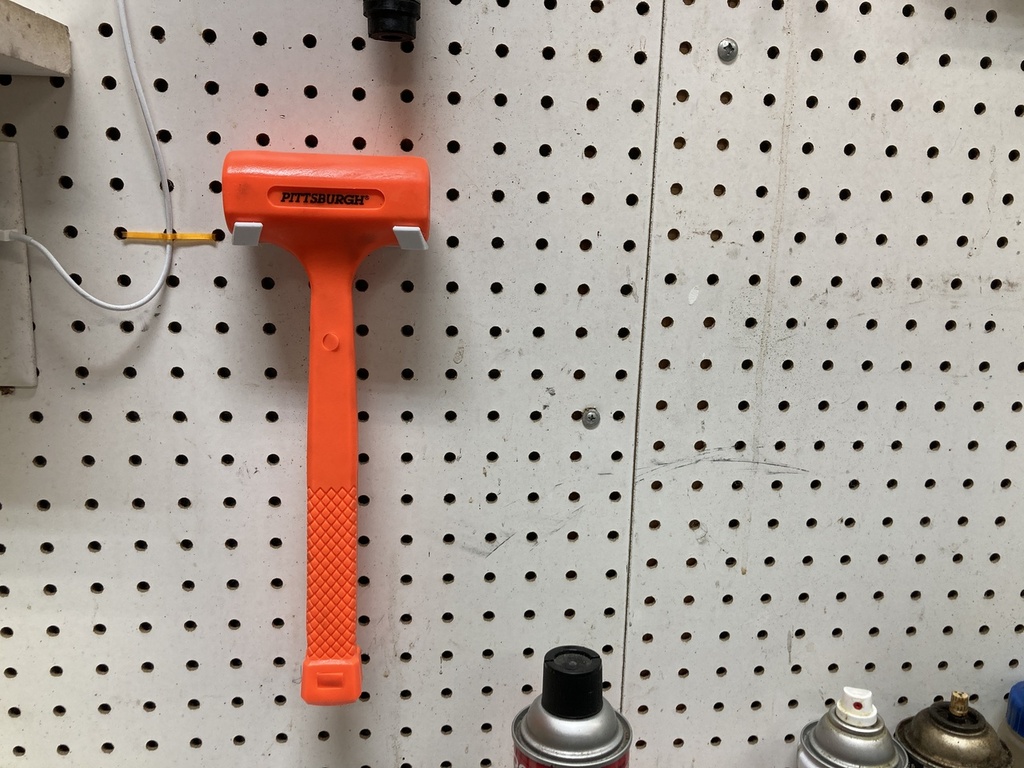 Pegboard holder for Harbor Freight Pittsburgh 1lb dead blow hammer by