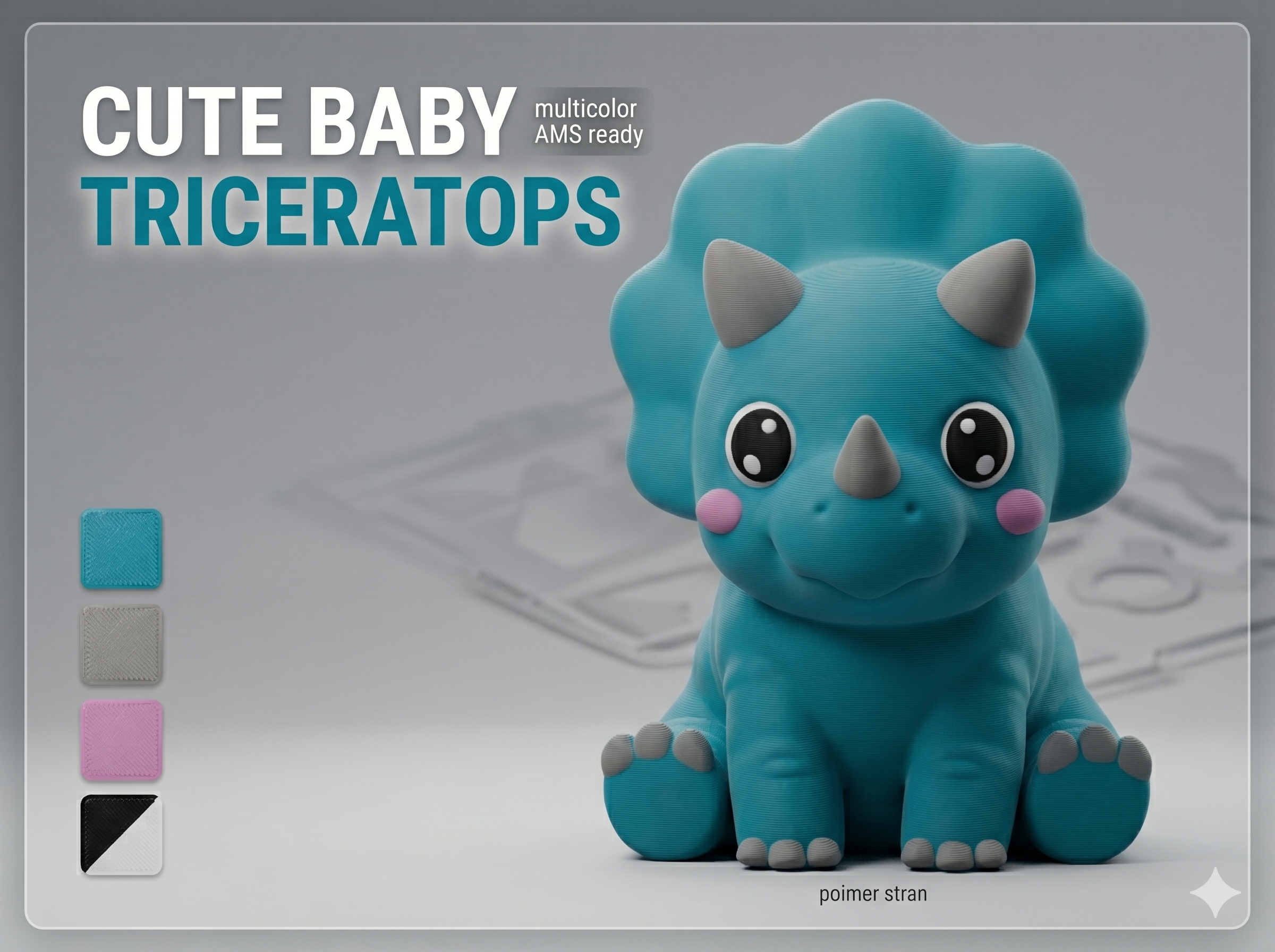 Cute Baby Triceratops - Multicolor / AMS Ready
