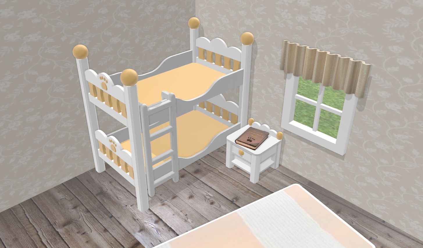 Dollhouse bed and bunk bed (with paw, heart or no decoration)
