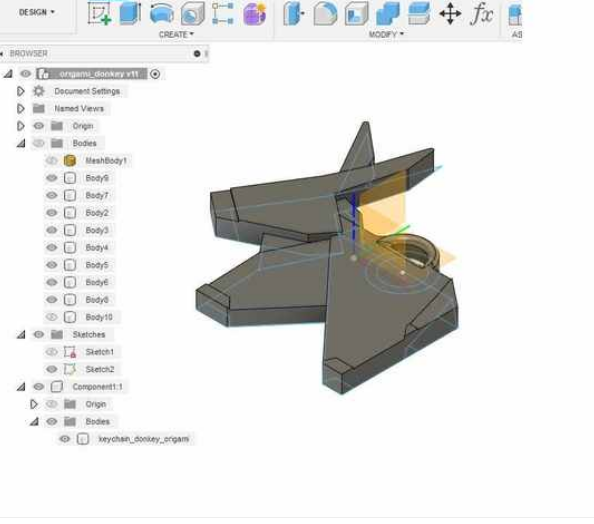 Miniatura 4 do modelo 3D Keychain donkey origami