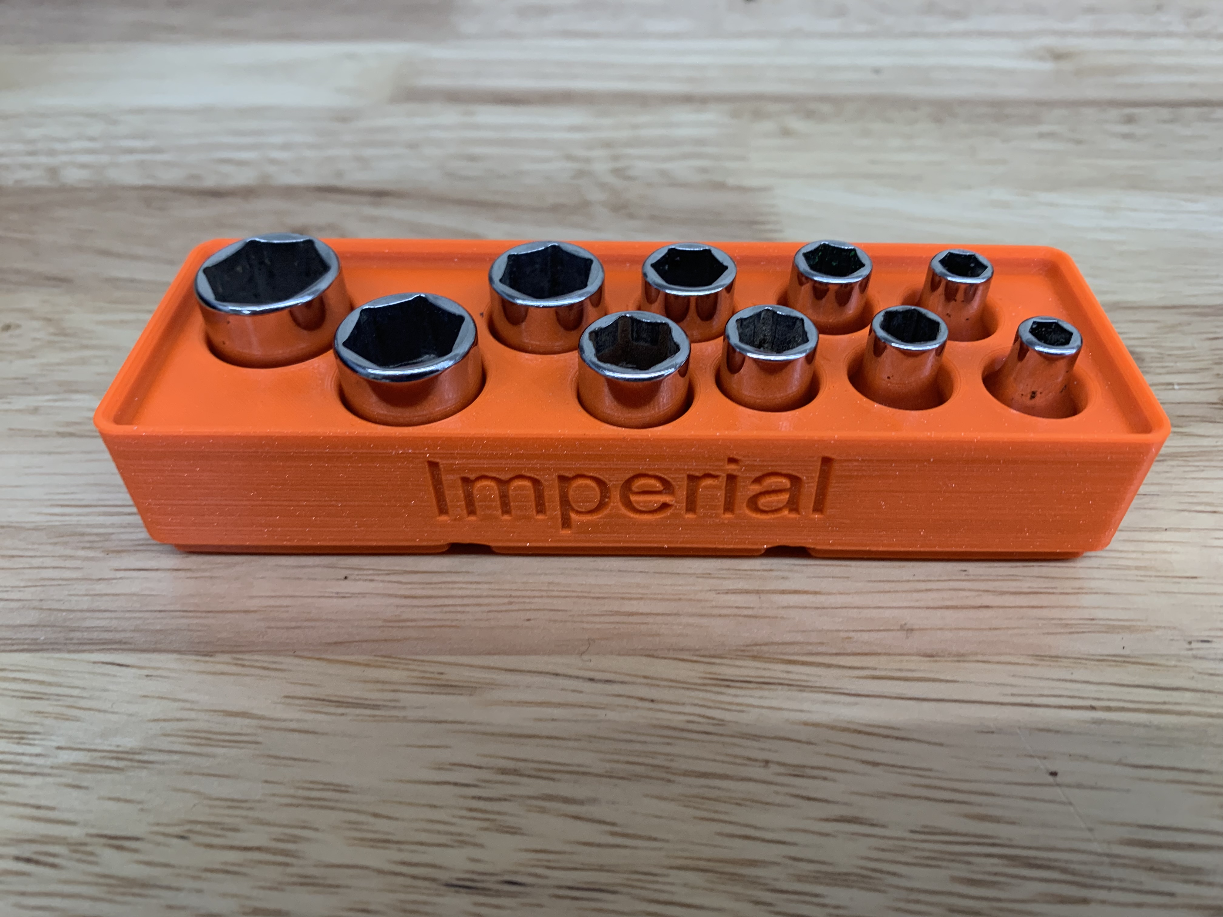 Gridfinity Socket Rail for 1/4" Drive Snap-On Imperial Sockets