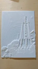 SpaceX Falcon Heavy Bas-relief (+ Lithophane)