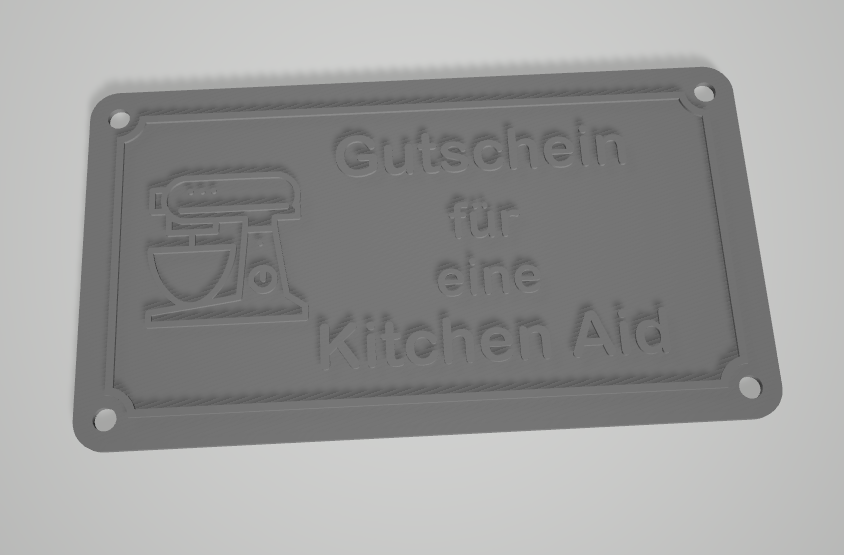 Schild Gutschein für eine Kitchen Aid