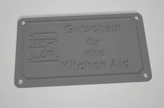 Schild Gutschein für eine Kitchen Aid